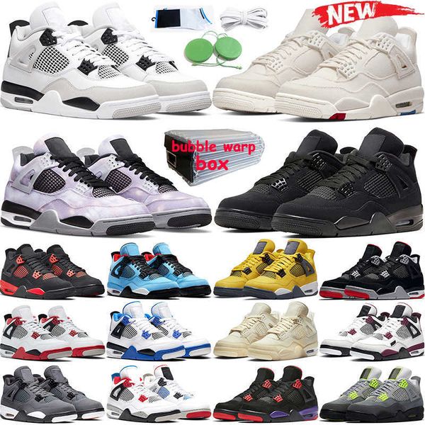 

2022 with box 4s blank canvas basketball shoes men women 4 military black cat sail university blue infrared pure money neon motorsports