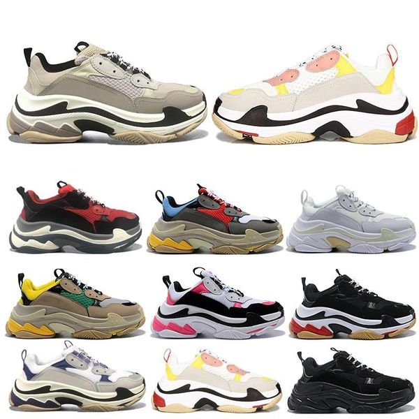 

with original box''balencaigas''designer shoes triple s mens womens designer casual shoes paris 17fw low old d balencaig, Black