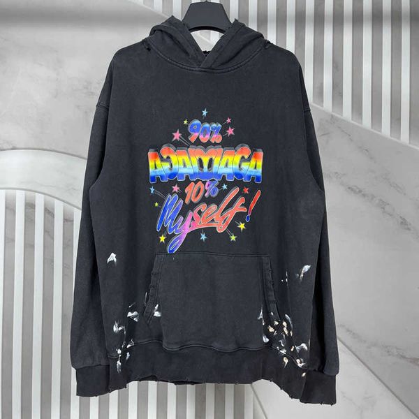 

paris 90/10 hoodies 10% myself letter printed hoodies women men cotton hoodies fashion hip hop highstreet fzwy0780, Black