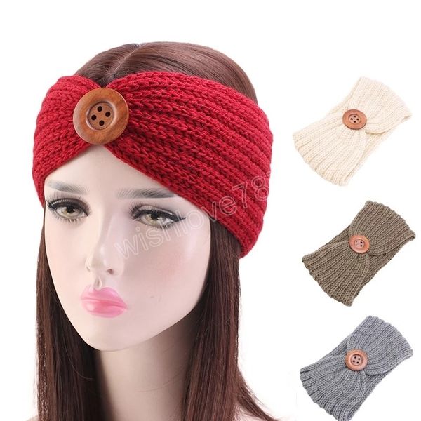

knit headbands with buttons winter warm turban hair bands elastic ear warmer headbands stretchy head wraps for women girls, Silver