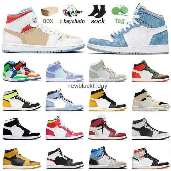 

boot 2023 high shoes prototype 1s men women basketball jumpman 1 high og light fusion red hyper royal peach mocha dark university trainers t, Black