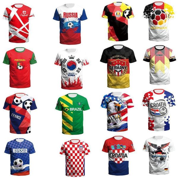 

football fans party supplies for the 2022 qatar world cup football casual sportswear printed round neck short sleeve
