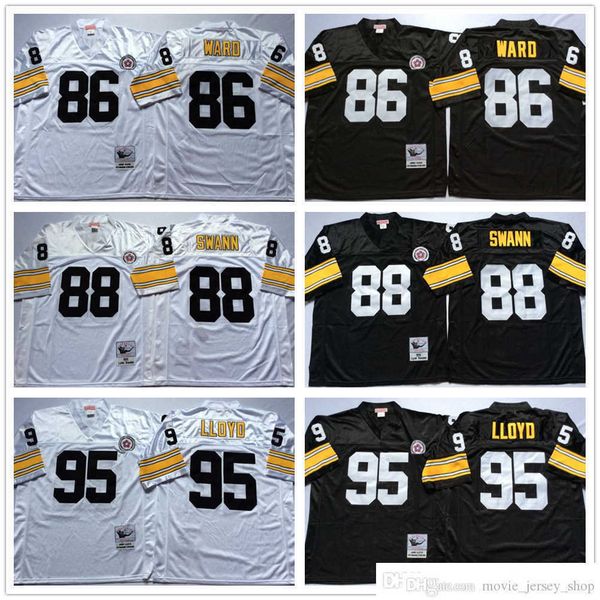 

ncaa vintage mitchell and ness football 86 hines ward jerseys retro stitch 88 lynn swann 95 greg lloyd jersey black white, Black;red