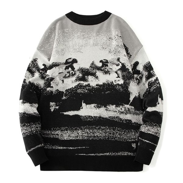 

mens sweaters autumn winter casual sweater men loose harajuku style round neck long sleeve fashion pullovers trendy 221112, White;black