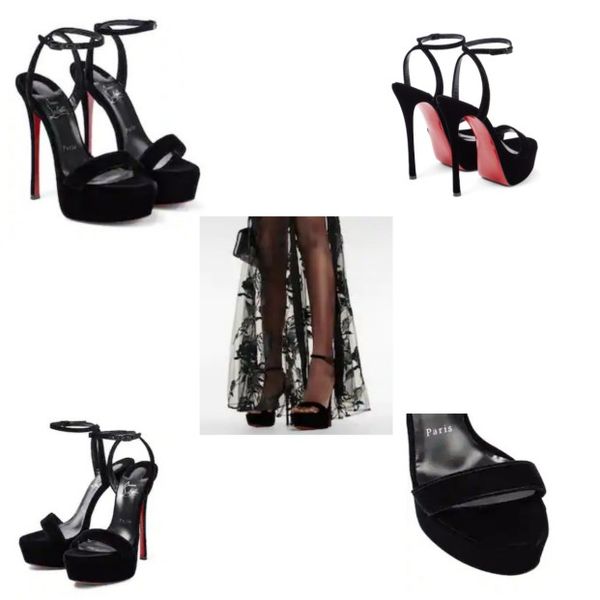 

women's sandals high-end red soled casual banquet wedding thick 150mm high, Black