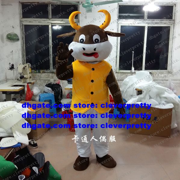 

bull ox bossy cow cattle calf mascot costume cartoon character outfit suit parent-child activities holiday party zx2902, Red;yellow