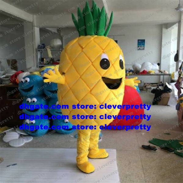 

pineapple fruit ananas abacaxi bromel mascot costume cartoon character outfit kindergarten pet shop cut the ribbon zx3015, Red;yellow