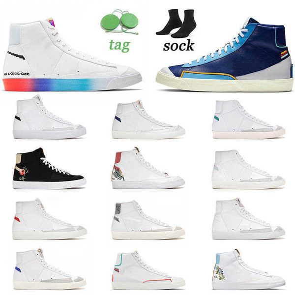 

blazer mid 77 running shoes mens womens have a good game overlays city pride chicago lx white outdoors trainers men sports 783n, Black;white