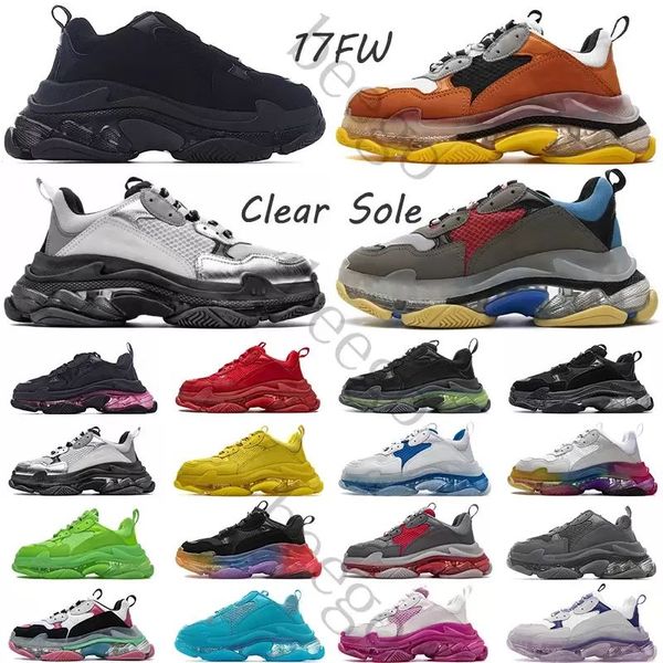 

casual shoes men womens withe shoe designer platform clear sole 17fw triple s paris retro luxuries triples men balencaigas''balenc, Black