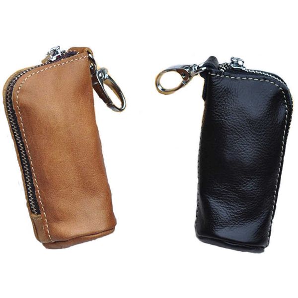 

car key cicicuff men bag genuine cow leather buckets cases pouch zipper chain auto case women home holder t221110