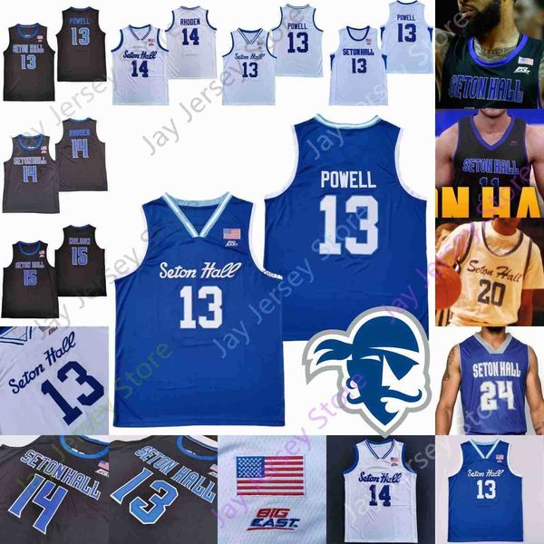 

college basketball wears 2023 seton hall basketball jersey ncaa 2 tray jackson 1 bryce aiken 22 myles cale 4 tyrese samuel dimingus stevens, Black