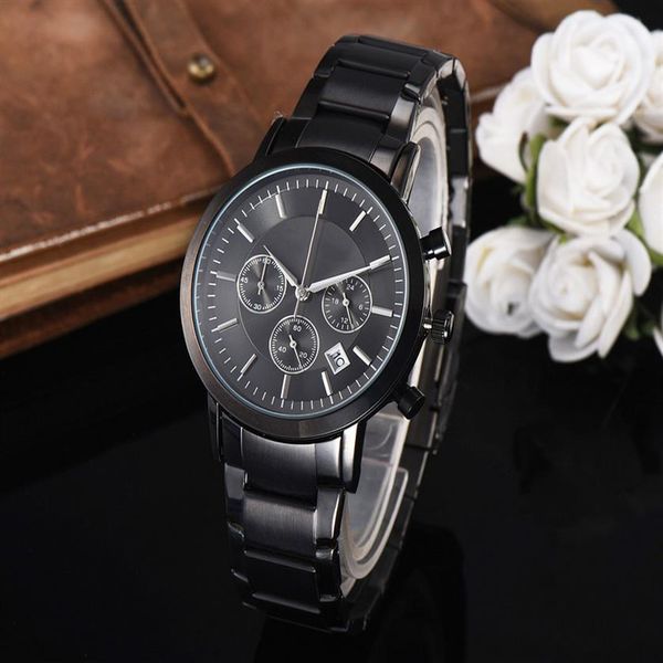 

brand watches men male multifunction style metal steel quartz wrist watch small dials can work a20208z, Slivery;brown