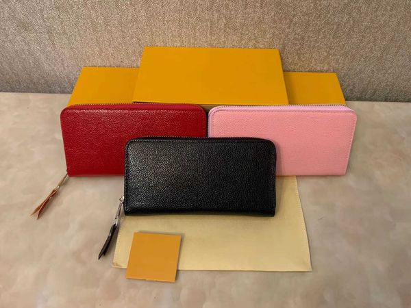 

designers luxurys wallet fashion men zipper wallets genuine leather bags women zippy purse luxury clutch holder w/box, Red;black