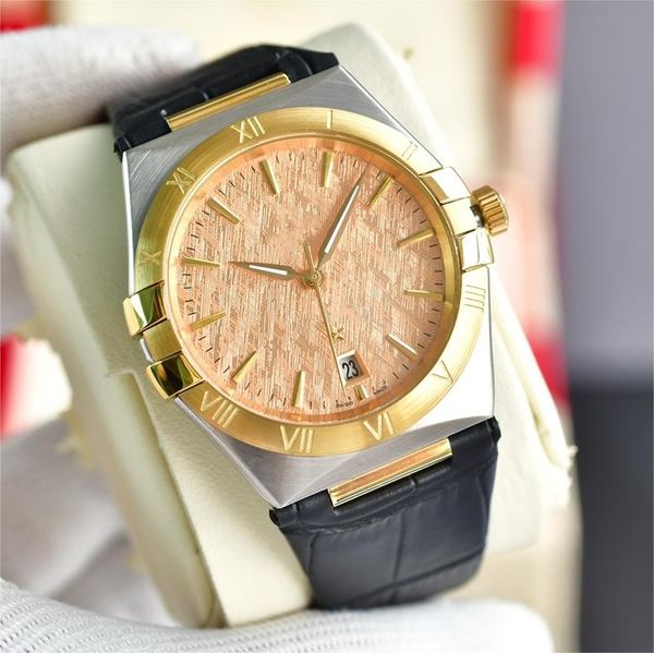 

men watch automatic mechanical mens watches 39mm leather strap sapphire movement watches male wristwatches waterproof luminous fashion watch, Slivery;brown