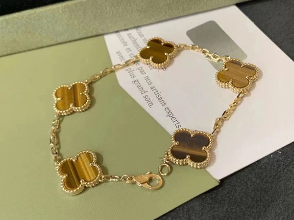 

designer 55555charm bracelets brand clover luxury bracelet 18k gold love bangle charm 4 leaf clovers bracelets shining crystal diamond party, Golden;silver