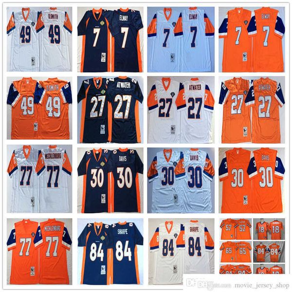 

ncaa vintage mitchell and ness football 18 peyton manning jerseys retro 27 steve atwater 84 shannon sharpe 7 john elway terrell davis dennis, Black;red