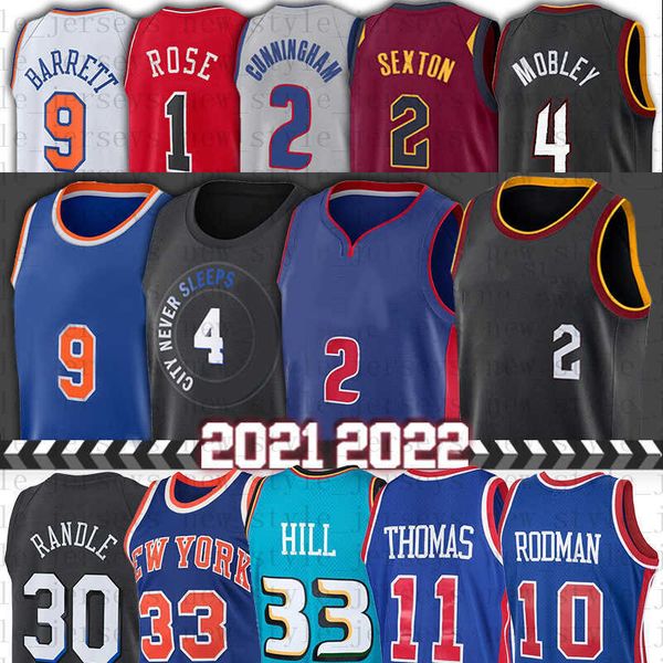 

cade 2 cunningham derrick 4 rose collin basketball''nba''jerseys julius 30 randle sexton rj 33 patrick barrett trae ewin, Black;red