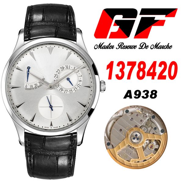 

gf master ultra thin a938 automatic mens watch 1378420 real power reserve steel case silver stick dial leather strap super edition watches p, Slivery;brown