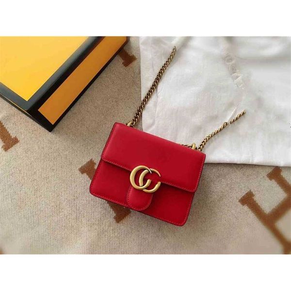 

red small horizontal square bag cover chain version with sling single solid