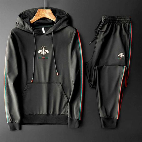 

men's tracksuits fall sportswear casual hooded pullover long sleeve suit252c, Gray