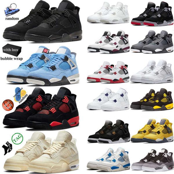 

jumpman 4 4s black cat basketball shoes red thunder sail university blue neon white oreo bred pure money cement men women trainers