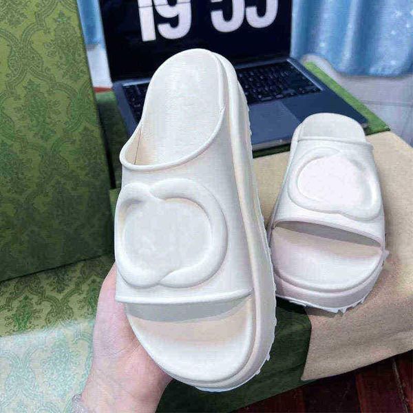 

women wear out 2022 summer new thick soled high gg guccie fashion beach flat gucci slippers rim, Black