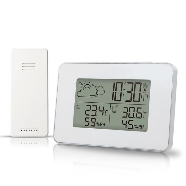 

digital clock alarm wireless thermometer hygrometer sensor led snooze table clocks dcf weather station tools