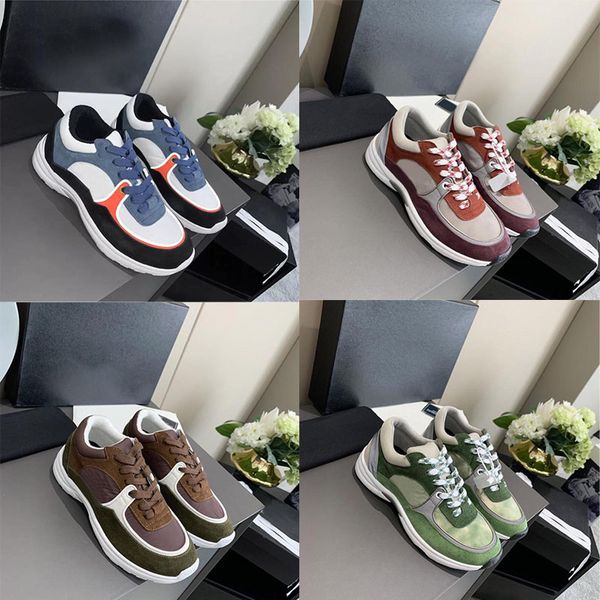 

designer calfskin casual shoes reflective sneakers vintage suede leather trainers fashion stylist shoespatchwork leisure shoe platform lace-, Black