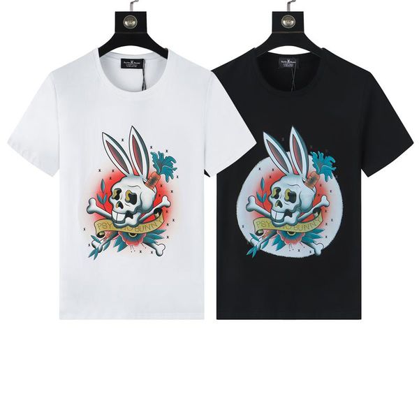 

men's psycho bunny designer t shirts chest letter laminated print short sleeve high street loose oversize casual t-shirt 100% pure cott, White;black