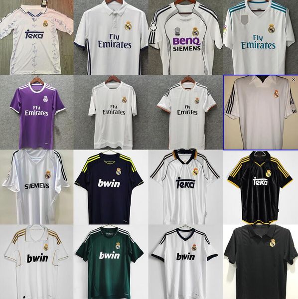 

real madrids retro soccer jersey football guti ramos seedorf carlos ronaldo 18 17 16 15 14 13 12 11 zidane beckham raul vintage 99 00 06 05, Black;yellow