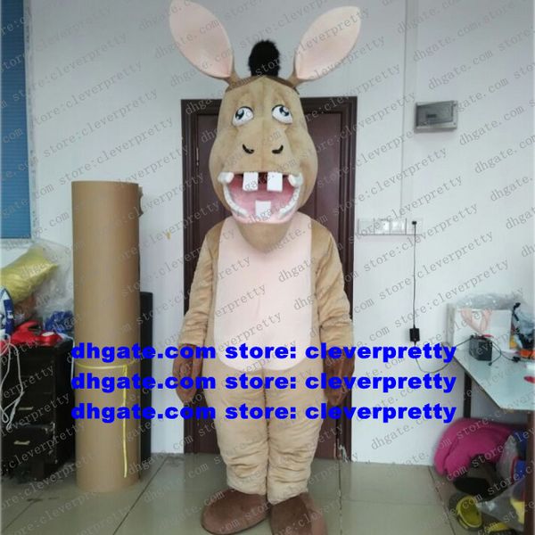 

brown donkey from shrek mascot costume cartoon character outfit suit promotional items customers thanks meeting zx2030, Red;yellow
