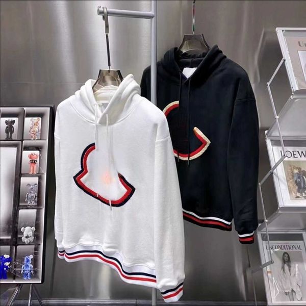 

sports hooded sweater mans sweatshirt designer hoodie men women wool sweaters classic embroidery winter warm pullover overcoat casual, Black