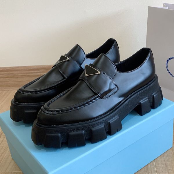 

designer shoe women casual monolith triangle logo black white leather shoes cloudbust classic matte pointed loafers