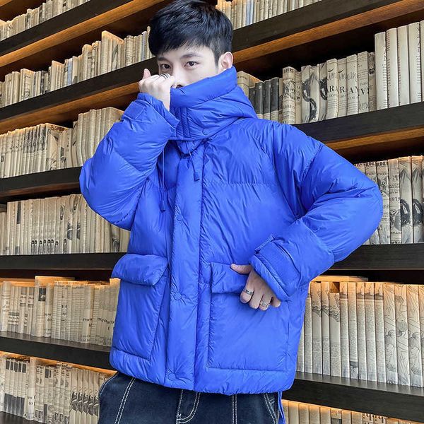 

men's winter coat 2022 new handsome trend thickened down cotton coat jacket, Black