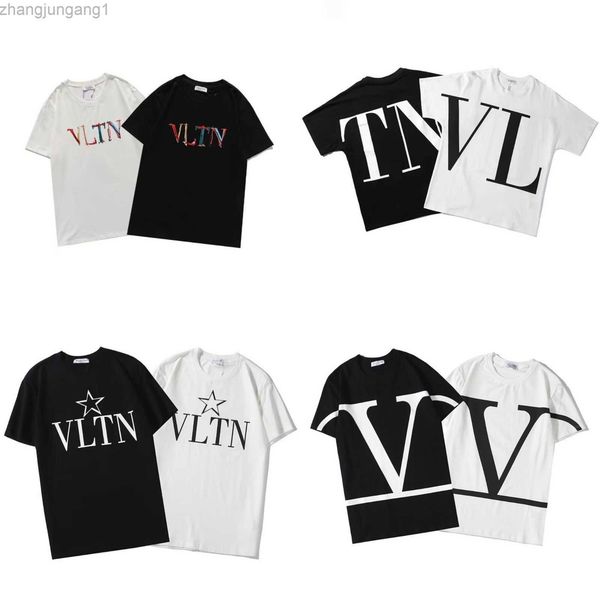 

designer new warren vlts t shirt spring and summer round neck short sve loose men and women lovers pure cotton information t-shirt fashion b, White;black