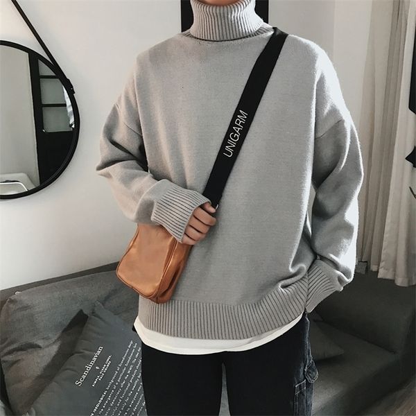 

mens sweaters men oversized turtleneck winter korean fashions pullover harajuku black knitwear 221112, White;black
