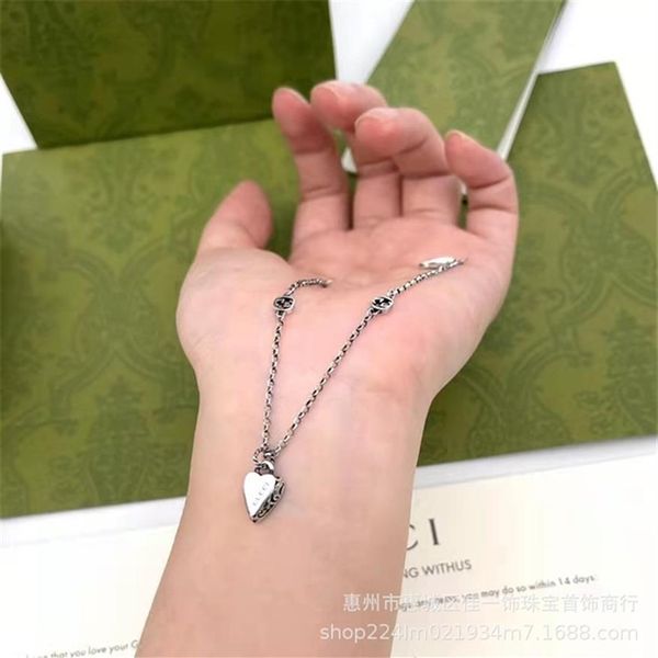 

30% off designer jewelry gujia new 925 silver old love pendant double g necklace couple necklace292n
