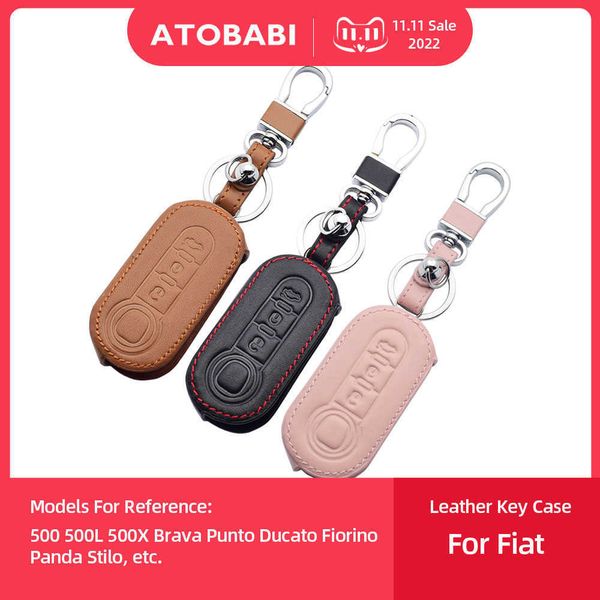 

car key leather car key case 3 button folding remote control protect cover for fiat 500 500l 500x brava punto ducato fiorino panda stilo t22