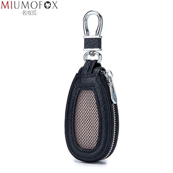 

car key fashion plaid bag men waist hang holder housekeeper leather s organizer women chain cover zip case wallet t221110