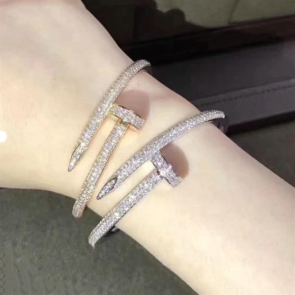 

with box nail bracelet women man 18k gold plated love bangle full diamond bracelets jewelry for lover gift 17cm 19cm2271, Black