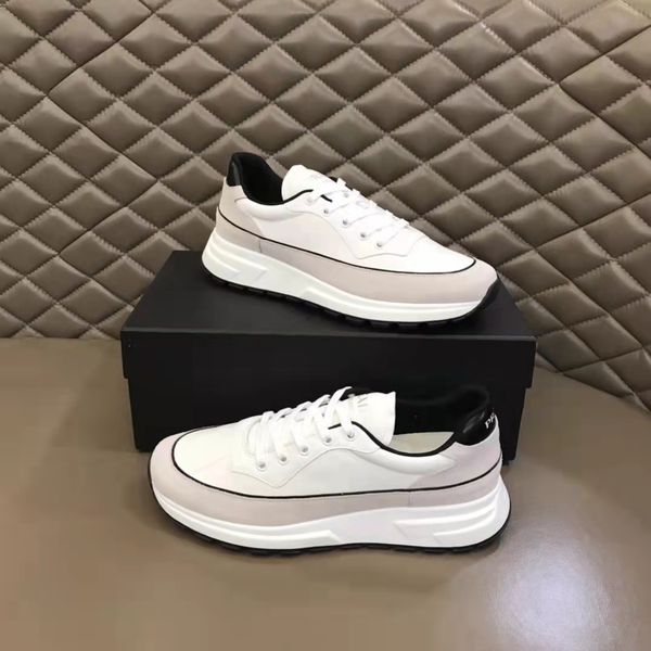 

sporty-fashion enamel triangle prax 01 sneakers shoes men re-nylon & brushed leather white black technical materials casual walking eu38-45