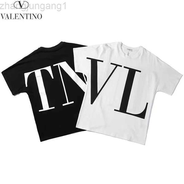

designer new warren vlts t shirt big vl spring and summer round neck short sve loose men and women lovers pure cotton information t-shirt fa, White;black