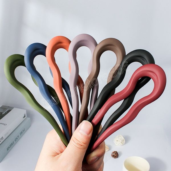 

solid color hair sticks women matte hairpins minimalist u shape girls hairpin hair bun maker headwear hair accessories, Golden;silver