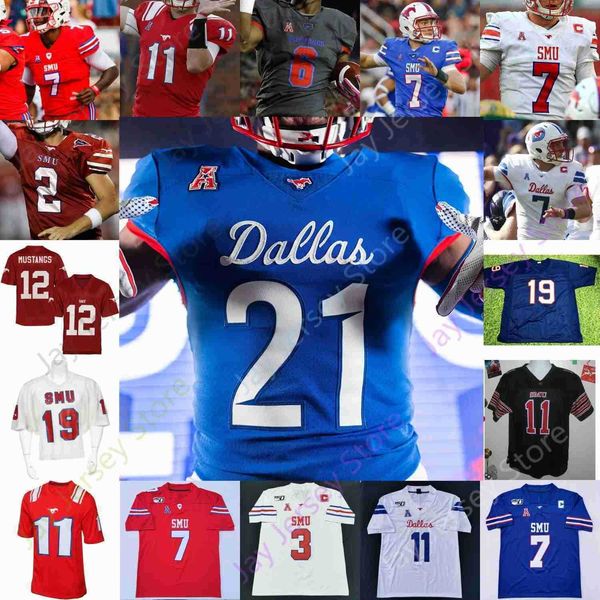 

american college football wear smu mustangs football jersey ncaa tanner mordecai tre siggers rashee rice jimmy phillips jr. kerley wheaton m, Black