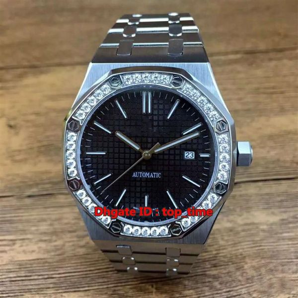 

10 style watch 41mm date a2813 automatic mens watch 15400st diamond bezel black dial stainless steel bracelet gents w223q, Slivery;brown