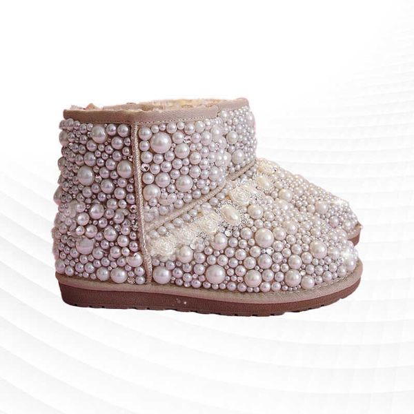 

ugglies boots rhinestone snow boots custom pearl booties cute lolita big size 35-44 tl22, Black