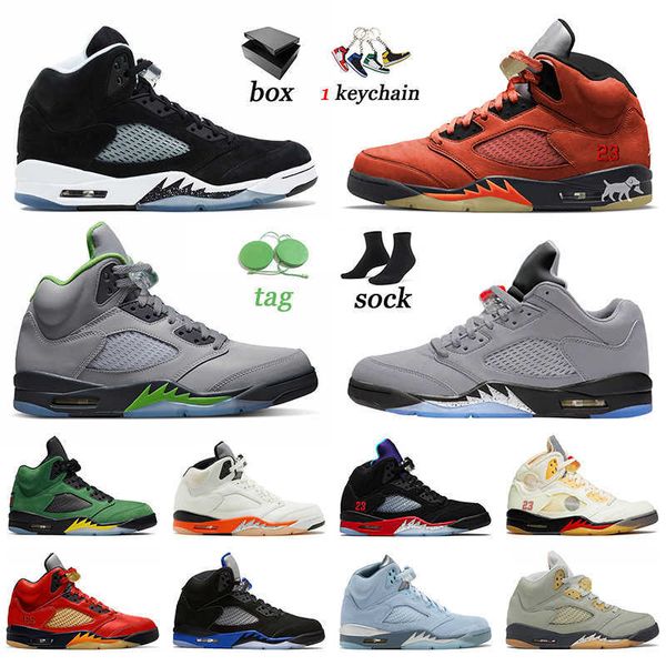 

men trainers 5 mens sports basketball shoes jumpman racer blue outdoor 5s green bean professional sneakers mars for her oreo low psgs, Black
