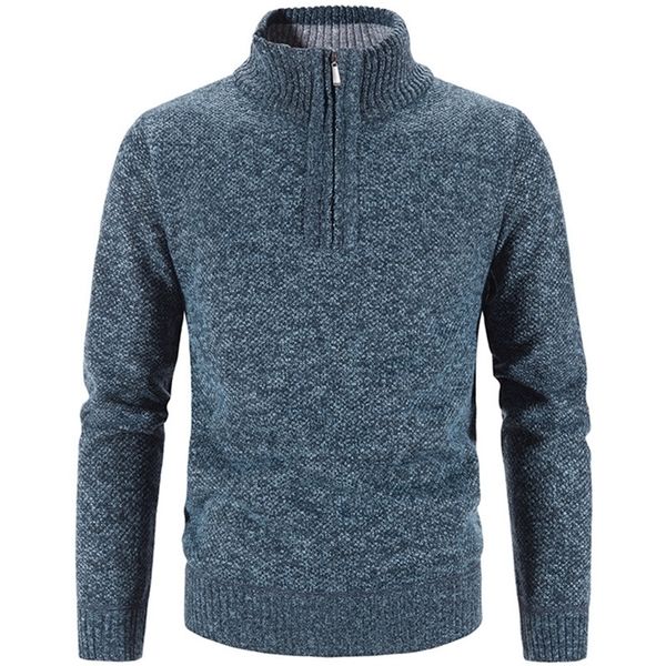 

mens sweaters autumn winter thick knitted pullovers solid color zipper mock neck slim fit knit causal man 221112, White;black