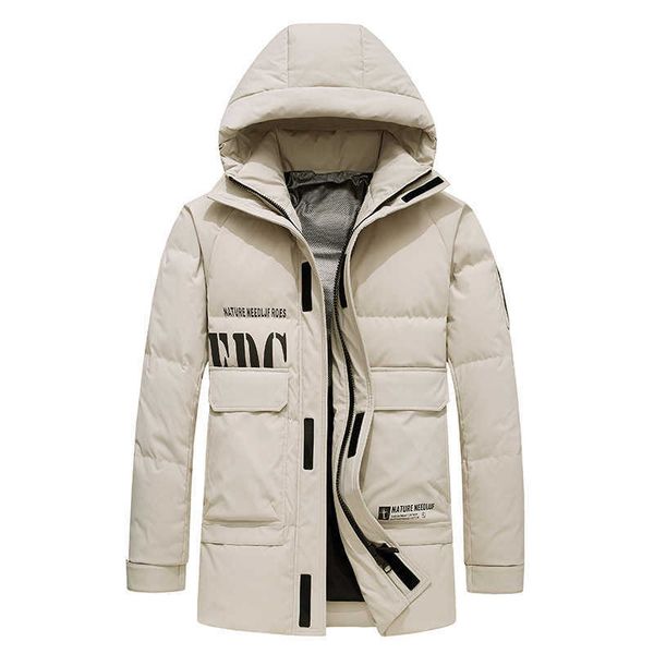 

high end down jacket men's thickened 2022 new short autumn and winter casual hooded trendy work clothes warm clothing, Black