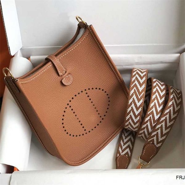 

new bags designer evelyn herme leather mini messenger bag layer togo calfskin litchi pattern bucket womens tuz7